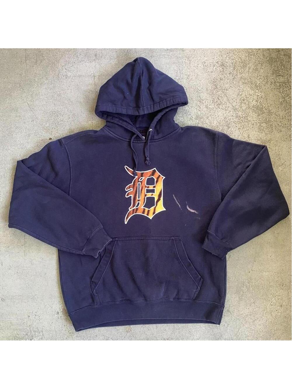 Y2K 2000’s Detroit Tigers MLB Baseball Navy Blue Hoodie Sweatshirt